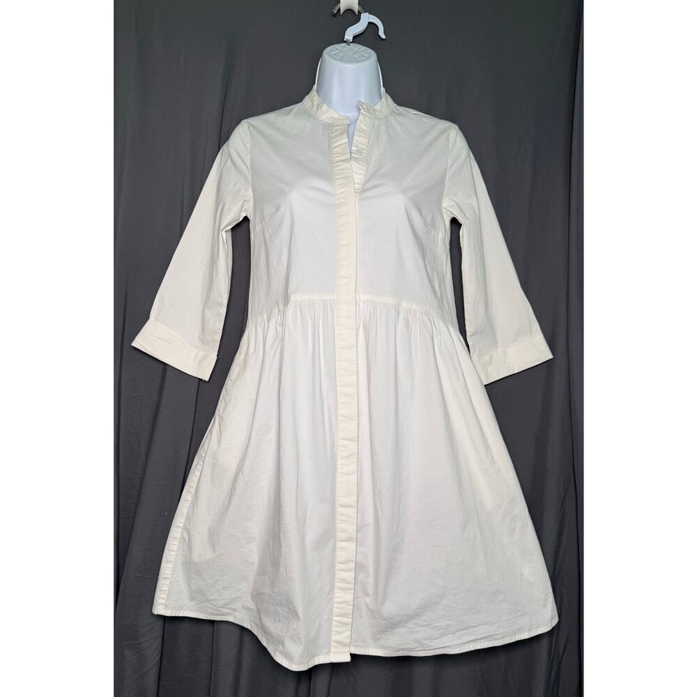 Tuckernuck Royal Shirt Dress Mandarin Collar Size XS White 100% Cotton Preppy